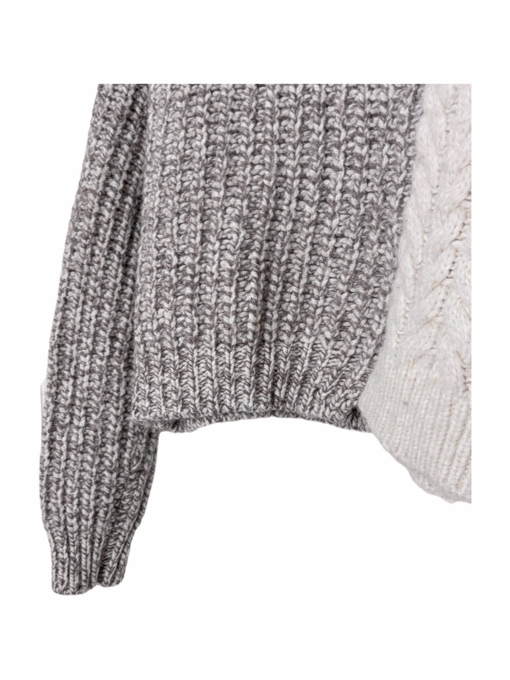 Zara Two-Tone Brown and Cream Cable Knit Turtleneck Sweater Size X-Small - Picture 4 of 15